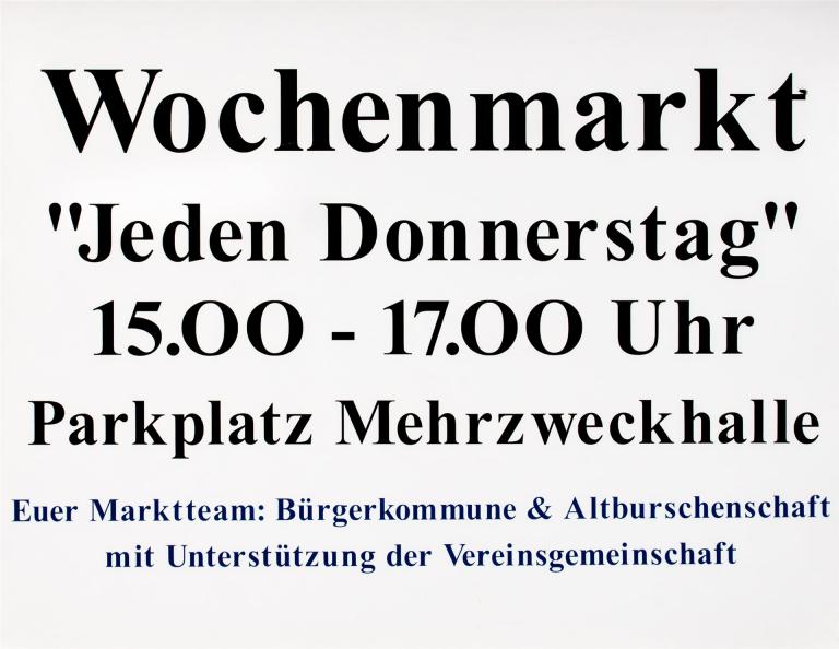 Wochenmarkt Fellingshausen, jeden Donnerstag von 15.00-17.00 Uhr,